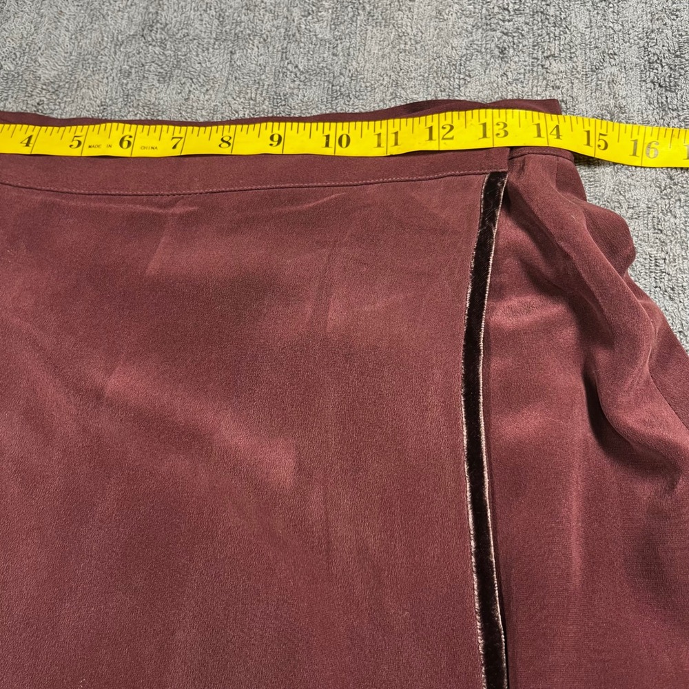 Silk Club Collection Maxi Skirt‎ Women's Burgundy Velvet Trim 100% Silk Size 12 - Picture 4 of 5